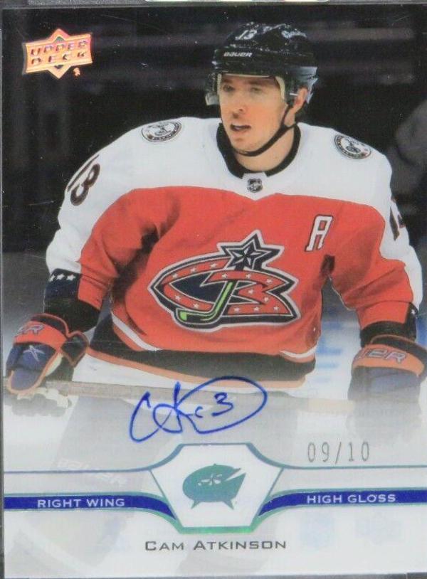 Cam Atkinson [High Gloss] #CC-AT Hockey Cards 2020 Upper Deck Clear Cut Autographs