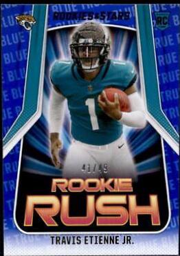 Travis Etienne Jr. [True Blue] #RR13 Football Cards 2021 Panini Rookies and Stars Rush