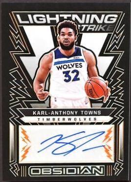 Karl Anthony Towns [Orange] #LSS-KAT Basketball Cards 2021 Panini Obsidian Lightning Strike Signatures