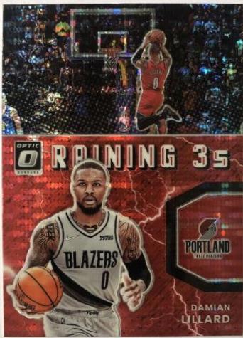 Damian Lillard [Holo Fast Break] #9 Basketball Cards 2021 Panini Donruss Optic Raining 3s