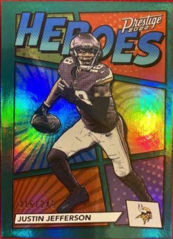 Justin Jefferson [Green] #H-10 Football Cards 2022 Panini Prestige Heroes