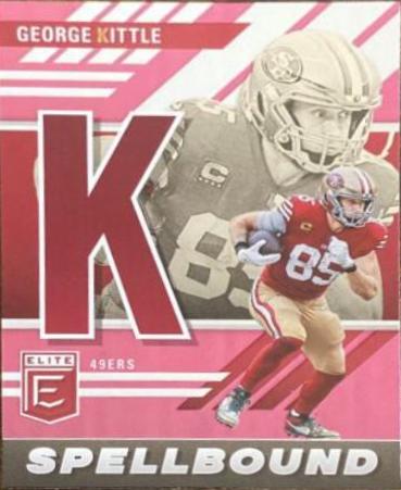 George Kittle [Pink] #SB-GK1 Football Cards 2023 Panini Donruss Elite Spellbound