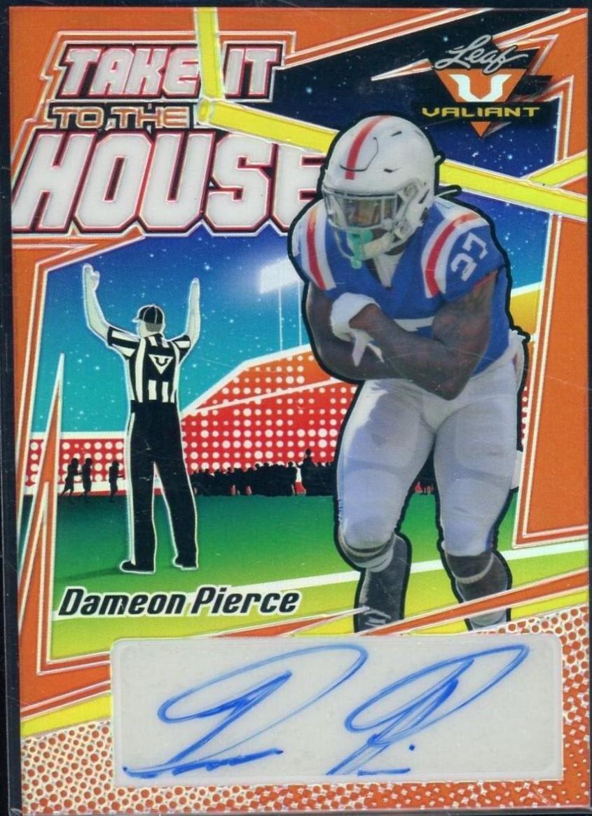 Dameon Pierce [Orange] #TH-DP2 Football Cards 2022 Leaf Valiant Autographs Take it to the House