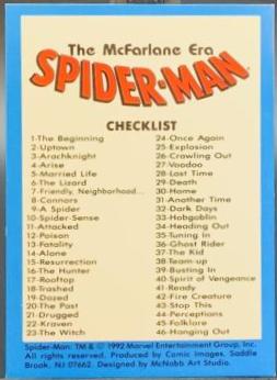 Checklist #90 Marvel 1992 Comic Images Spider-Man