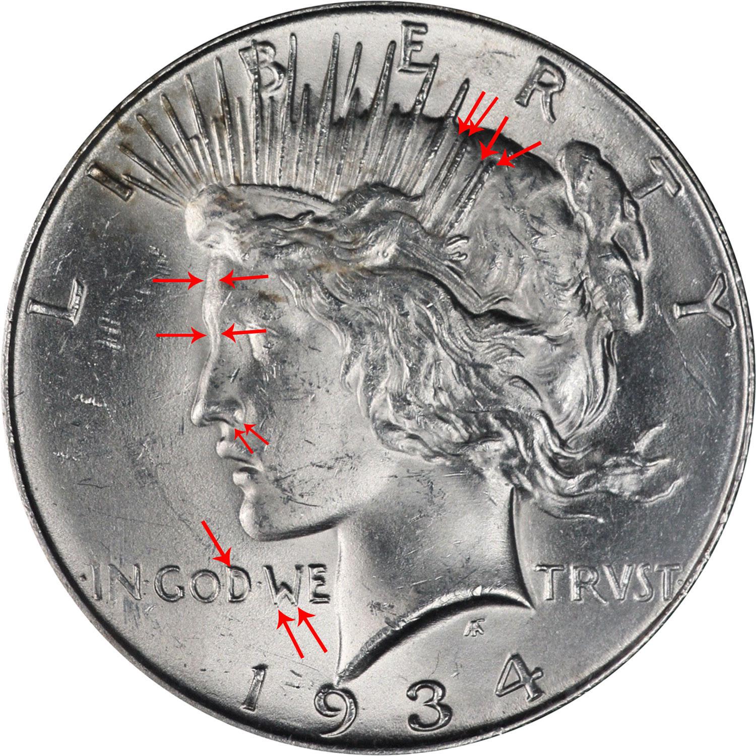 1934 D [DOUBLE DIE VAM-4] Coins Peace Dollar