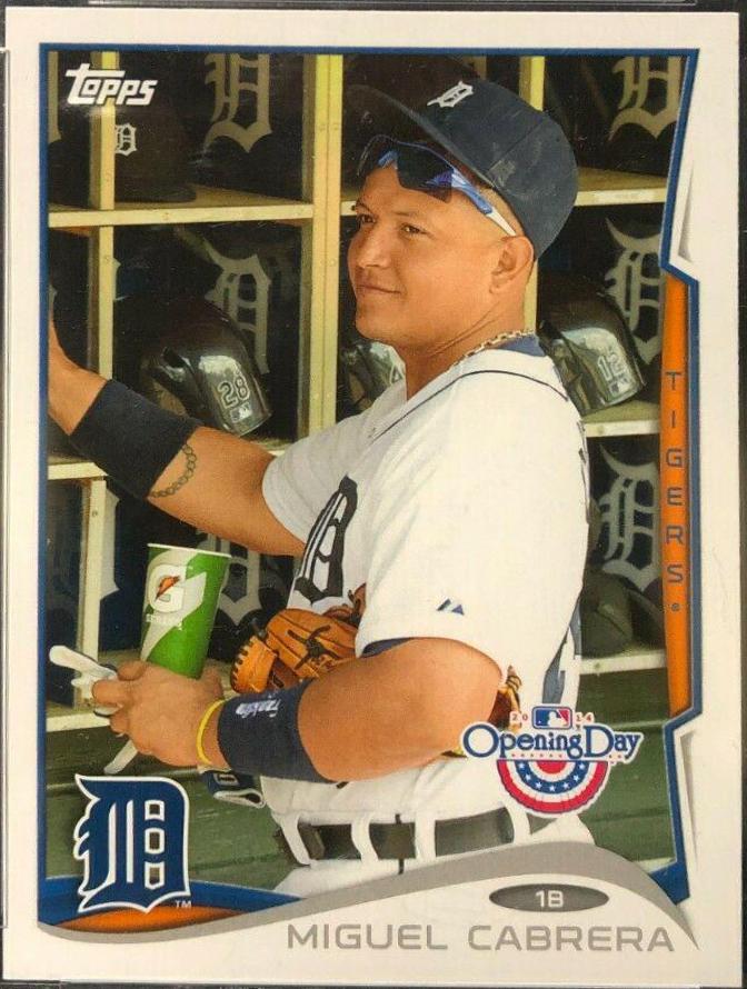 Miguel Cabrera [In Dugout] #100 Baseball Cards 2014 Topps Opening Day