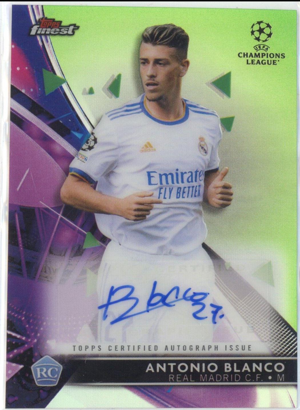 Antonio Blanco [Green] #BA-AB Soccer Cards 2021 Topps Finest UEFA Champions League Autographs