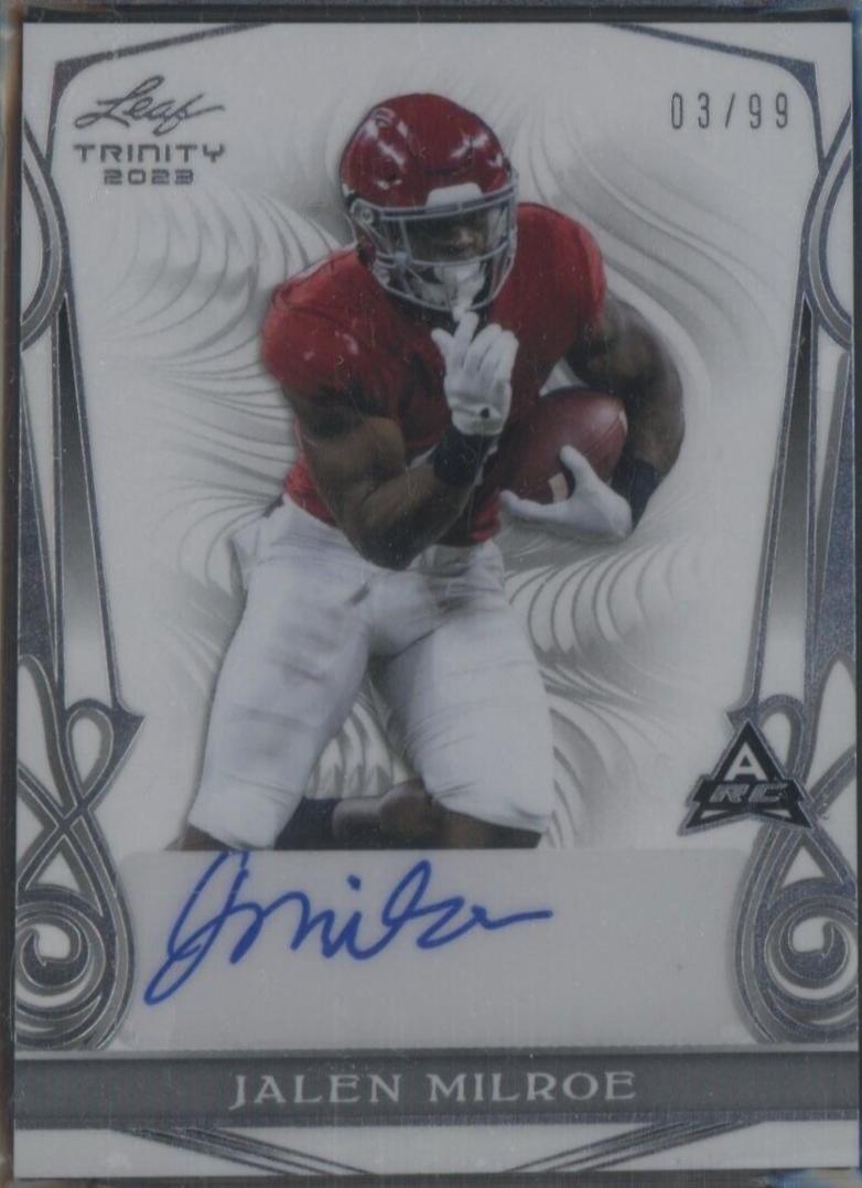 Jalen Milroe [Silver] BAJM1 Prices 2023 Leaf Trinity Autograph