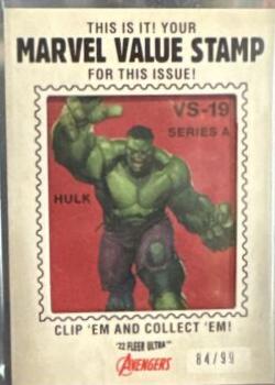 Hulk #VS-19 Marvel 2022 Ultra Avengers Value Stamp Relics