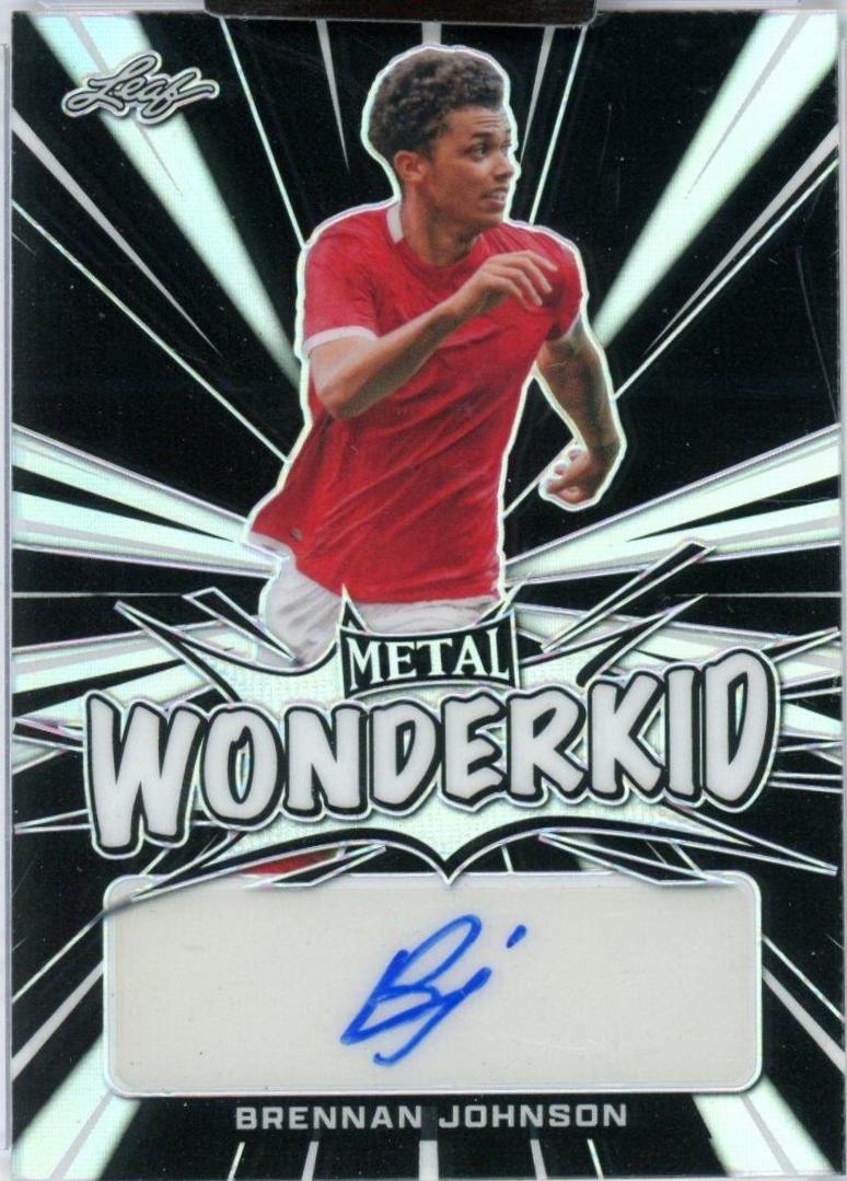 Brennan Johnson [Prismatic Black] #WK-BJ1 Soccer Cards 2022 Leaf Metal Wonderkid Autographs