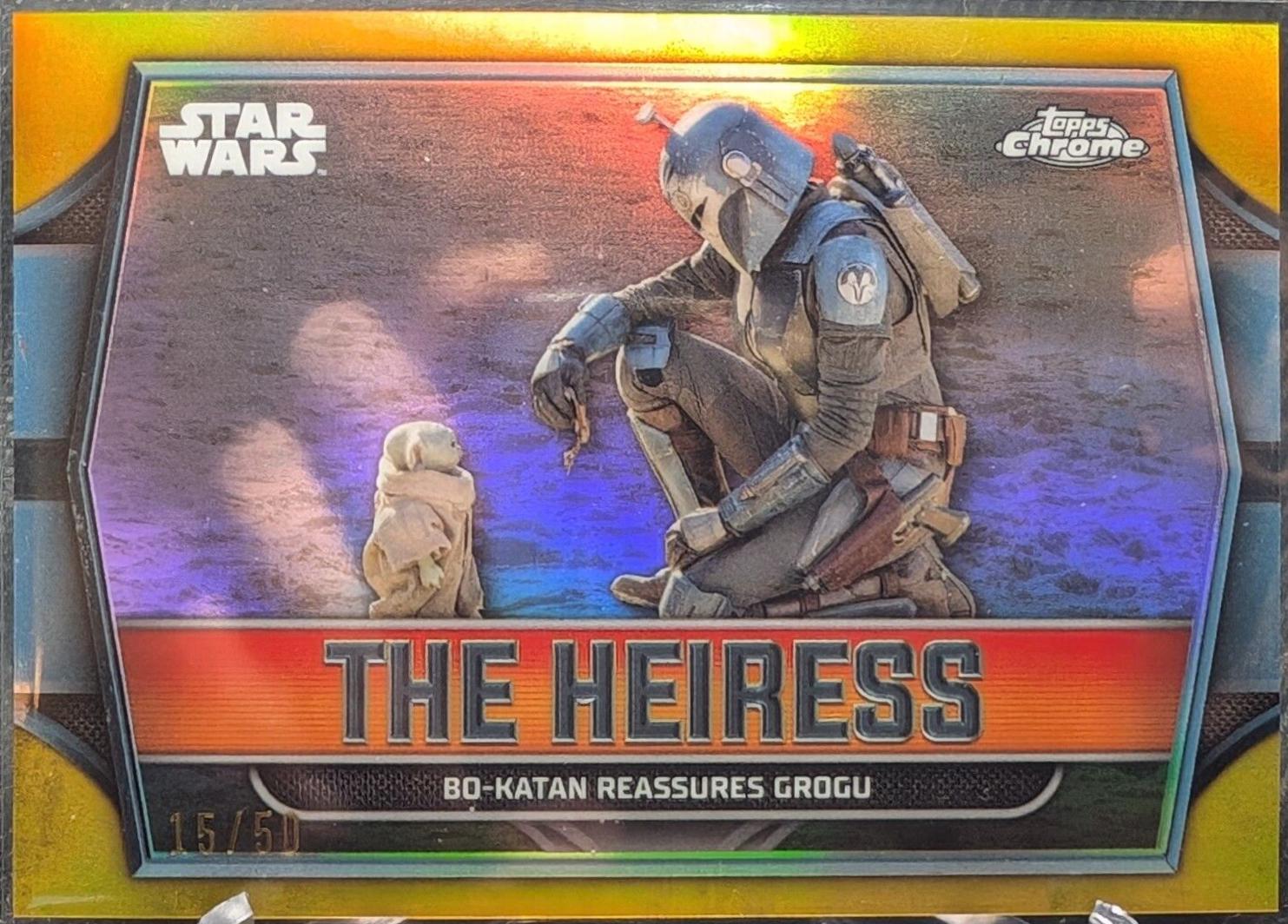 Bo-Katan Reassures Grogu [Gold Refractor] #TH-1 Star Wars 2024 Topps Chrome The Heiress