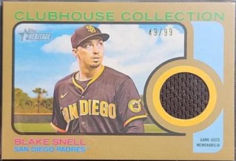 Blake Snell [Gold] #CCR-BS Baseball Cards 2022 Topps Heritage Clubhouse Collection Relics