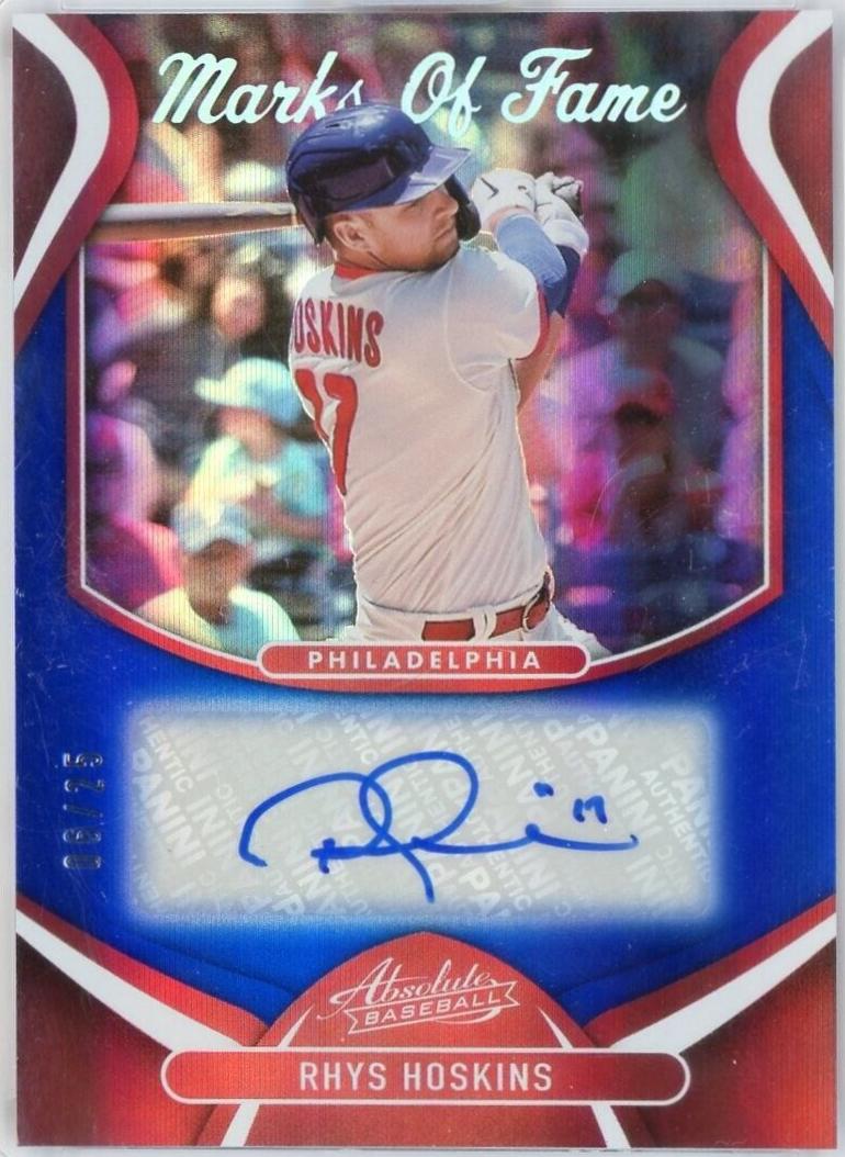 Rhys Hoskins [Spectrum Blue] #MOF-RH Baseball Cards 2022 Panini Absolute Marks of Fame Autographs