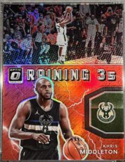 Khris Middleton [Red] #3 Basketball Cards 2021 Panini Donruss Optic Raining 3s