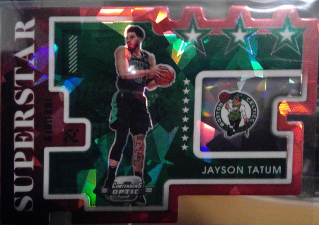 Jayson Tatum [Red Ice] #10 Basketball Cards 2021 Panini Contenders Optic Superstars