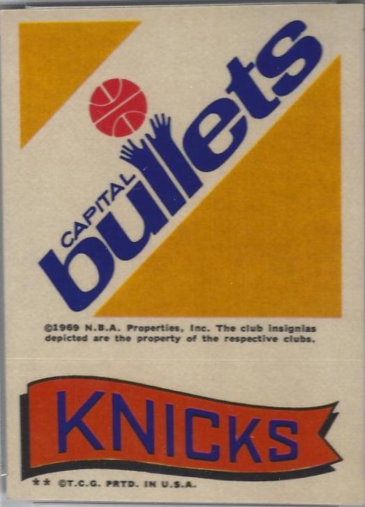 Capital Bullets Knicks Basketball Cards 1973 Topps Team Stickers