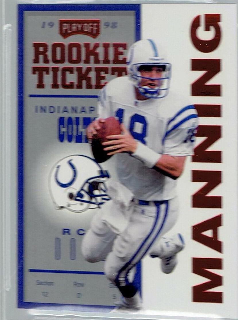 Peyton Manning [Autographed Red] #87 Football Cards 1998 Playoff Contenders Ticket