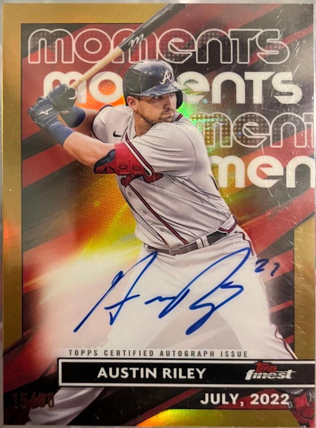 Austin Riley [Gold] #FMA-AR Baseball Cards 2023 Topps Finest Moments Autographs