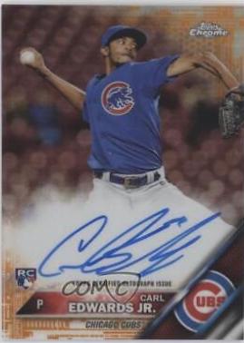 Carl Edwards Jr. [Orange Refractor] #RA-CE Baseball Cards 2016 Topps Chrome Rookie Autographs