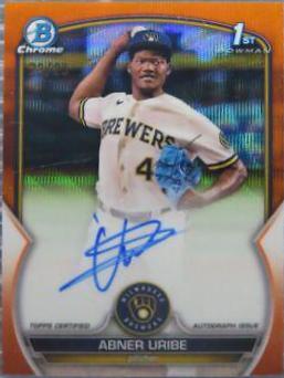 Abner Uribe [Orange Wave] #CPA-AU Baseball Cards 2023 Bowman Chrome Prospect Autographs