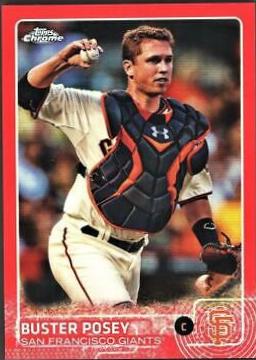 Buster Posey [Red Refractor] #179 Baseball Cards 2015 Topps Chrome