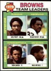 Greg Pruitt, Reggie Rucker, Thom Darden, Mack Mitchell [Cream Colored Back] #113 Football Cards 1979 Topps Prices