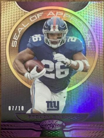 Saquon Barkley [Purple] #SA-SB Football Cards 2019 Panini Certified Seal of Approval