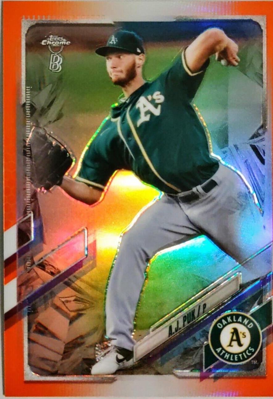 A. J. Puk [Orange Refractor] #90 Baseball Cards 2021 Topps Chrome