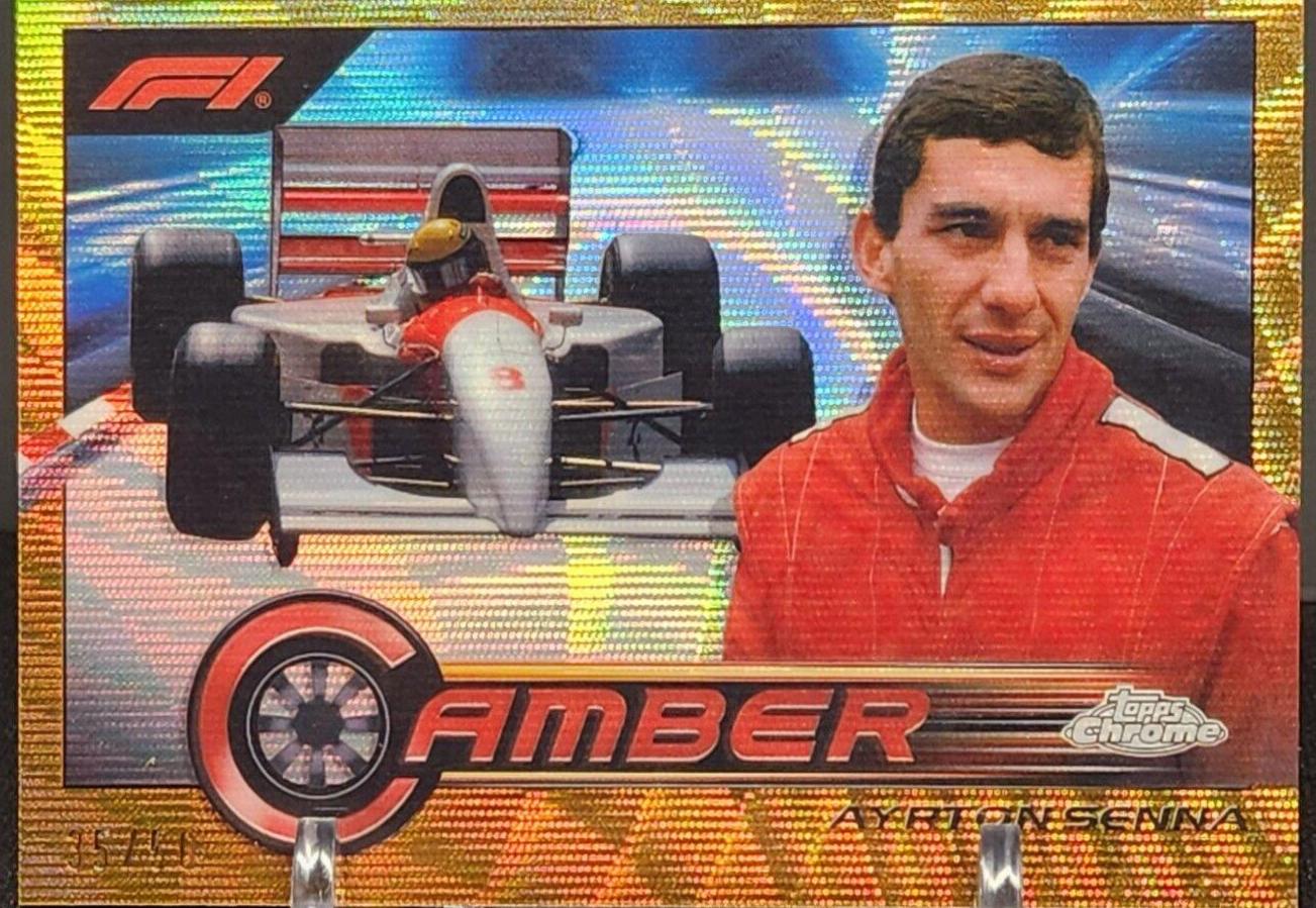 Ayrton Senna [Gold Wave Refractor] #CAM-AS Racing Cards 2023 Topps Chrome Formula 1 Camber