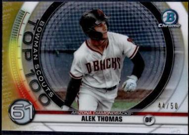 Alek Thomas [Gold Refractor] #BTP61 Baseball Cards 2020 Bowman Chrome Scouts' Top 100