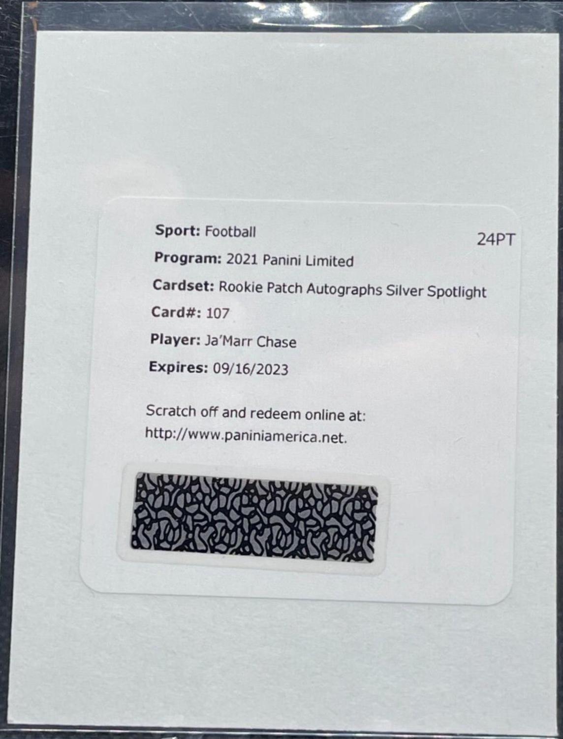 Ja'Marr Chase [Patch Autograph Silver Spotlight] #149 Football Cards 2021 Panini Limited