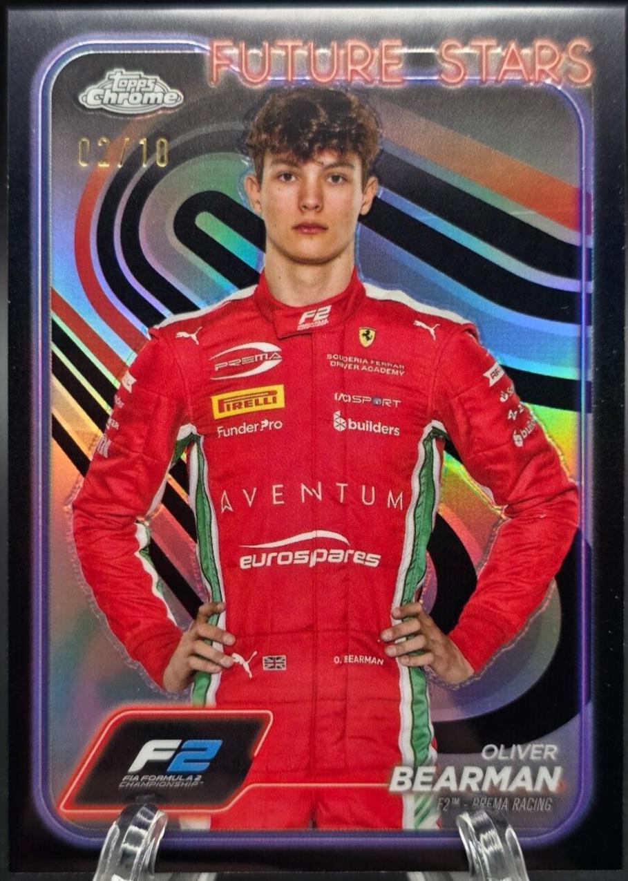 Oliver Bearman [Black Refractor] 21 Prices 2024 Topps Chrome Formula 1 F1 & NASCAR Racings