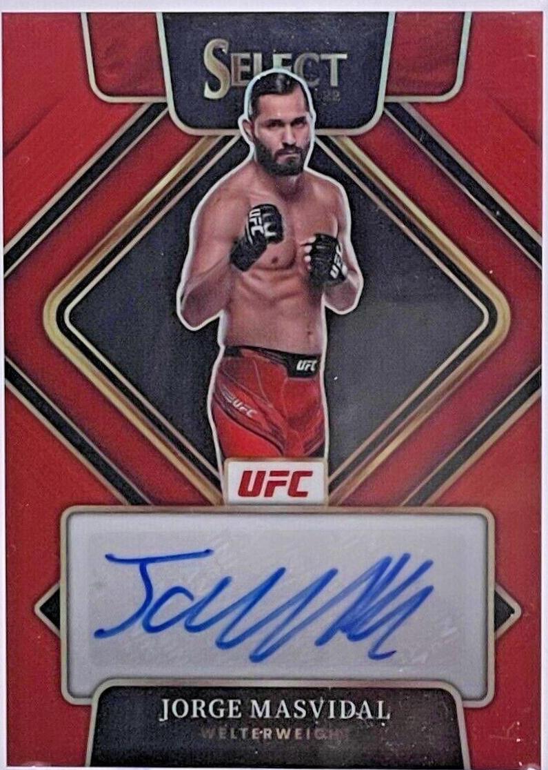 On sale 2022 Panini Select UFC Red Prizm 70 /99 Jorge Masvidal Auto Signatures SG-JMV