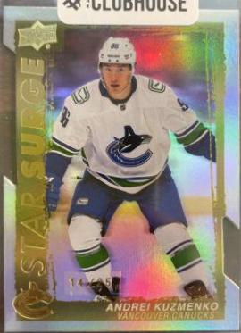 Andrei Kuzmenko [Gold Die Cut] #SS-18 Hockey Cards 2023 Upper Deck Star Surge