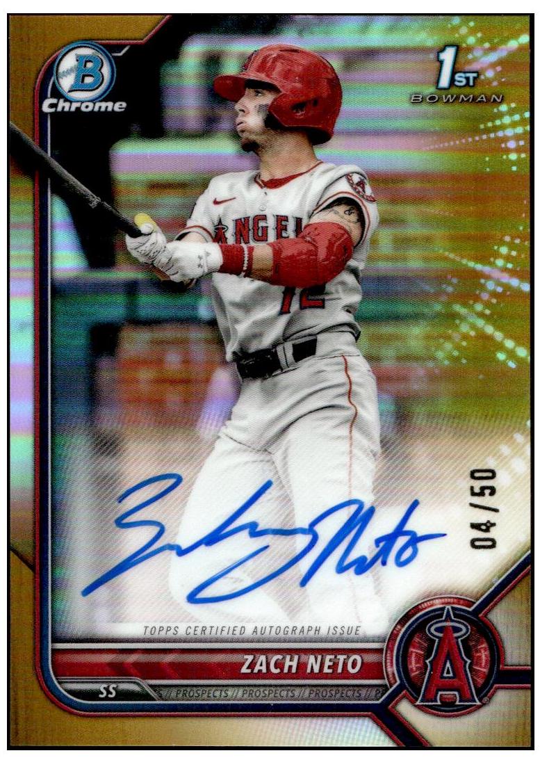 ⚾️ZACH NETO 1st Bowman Chrome popular Autograph 2022 Bowman Draft #CDA-ZN Angels