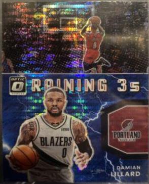 Damian Lillard [Blue Pulsar] #9 Basketball Cards 2021 Panini Donruss Optic Raining 3s