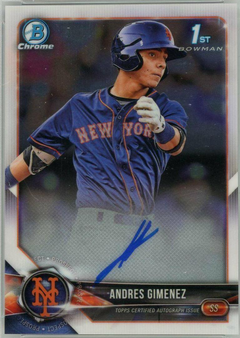 Andres Gimenez #CPA-AG Baseball Cards 2018 Bowman Chrome Prospects Autographs