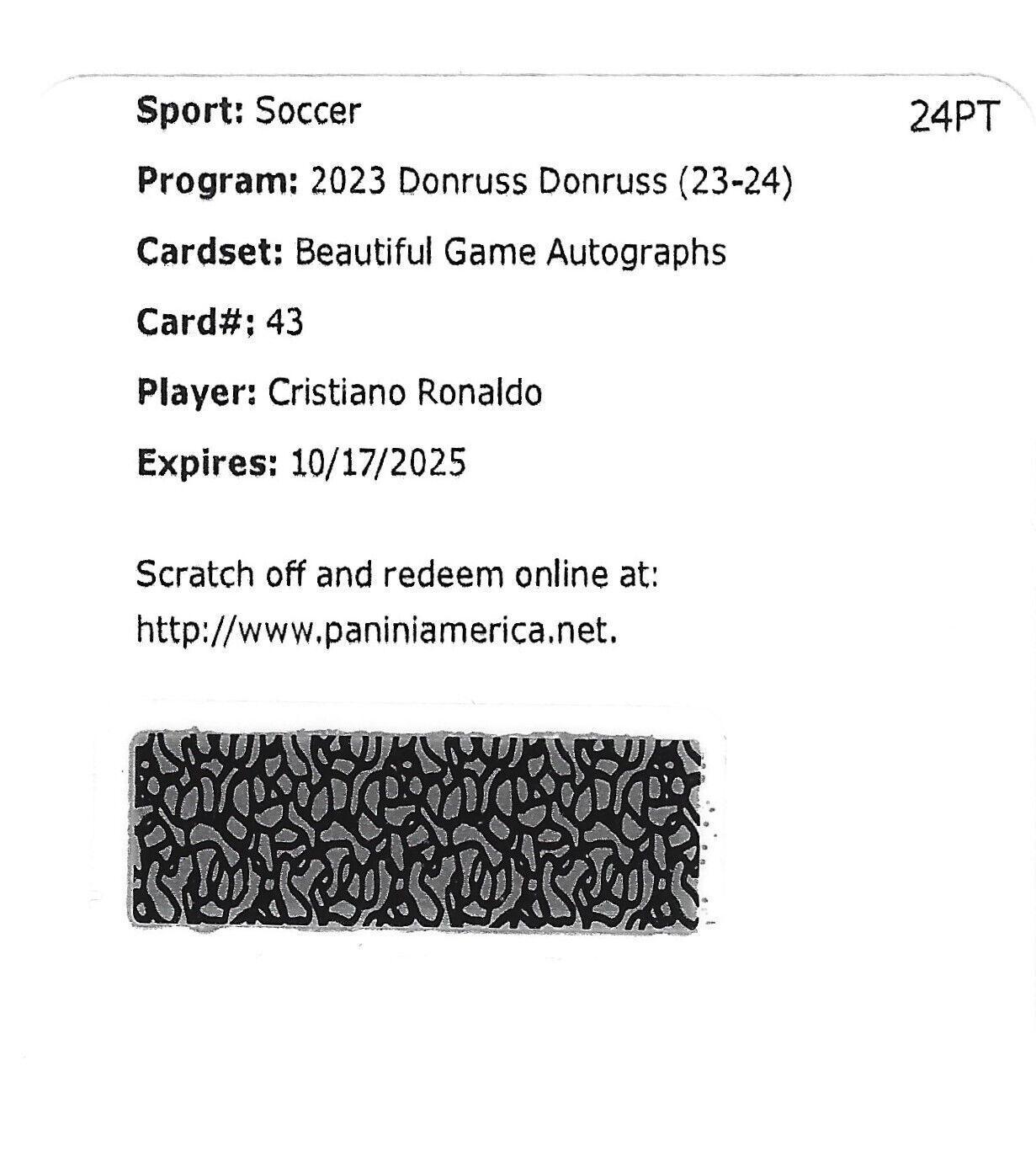 Cristiano Ronaldo #43 Prices | 2023 Donruss Beautiful Game Autograph ...