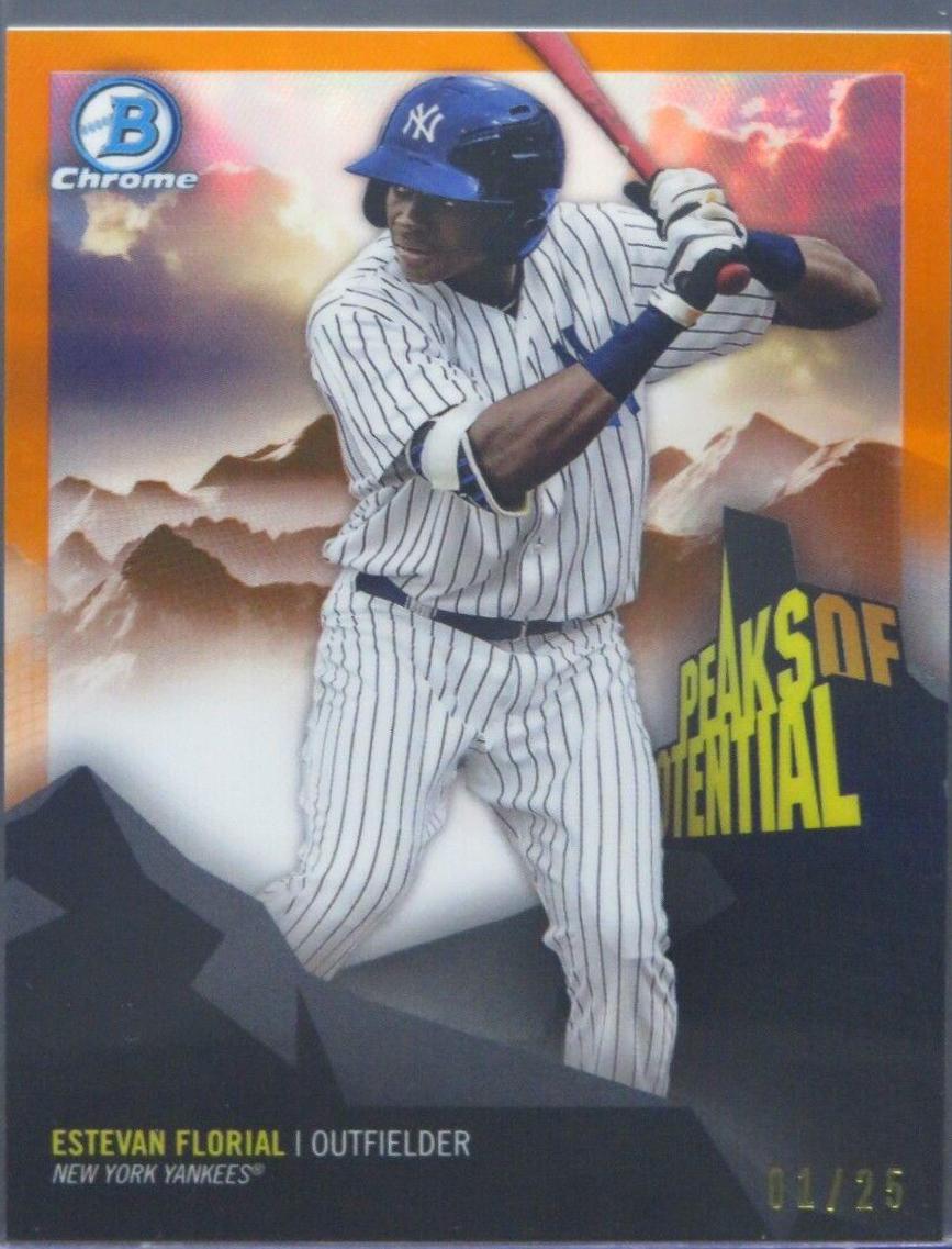 Estevan Florial [Orange Refractor] #EF Baseball Cards 2018 Bowman Chrome Peaks of Potential