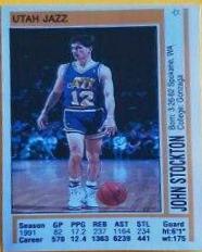 John Stockton #81 Basketball Cards 1991 Panini Sticker