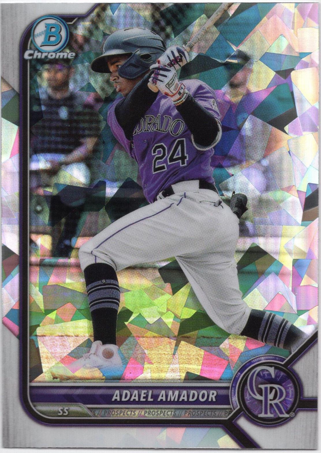 Adael Amador [Atomic Refractor] #BCP-109 Baseball Cards 2022 Bowman Chrome Prospects