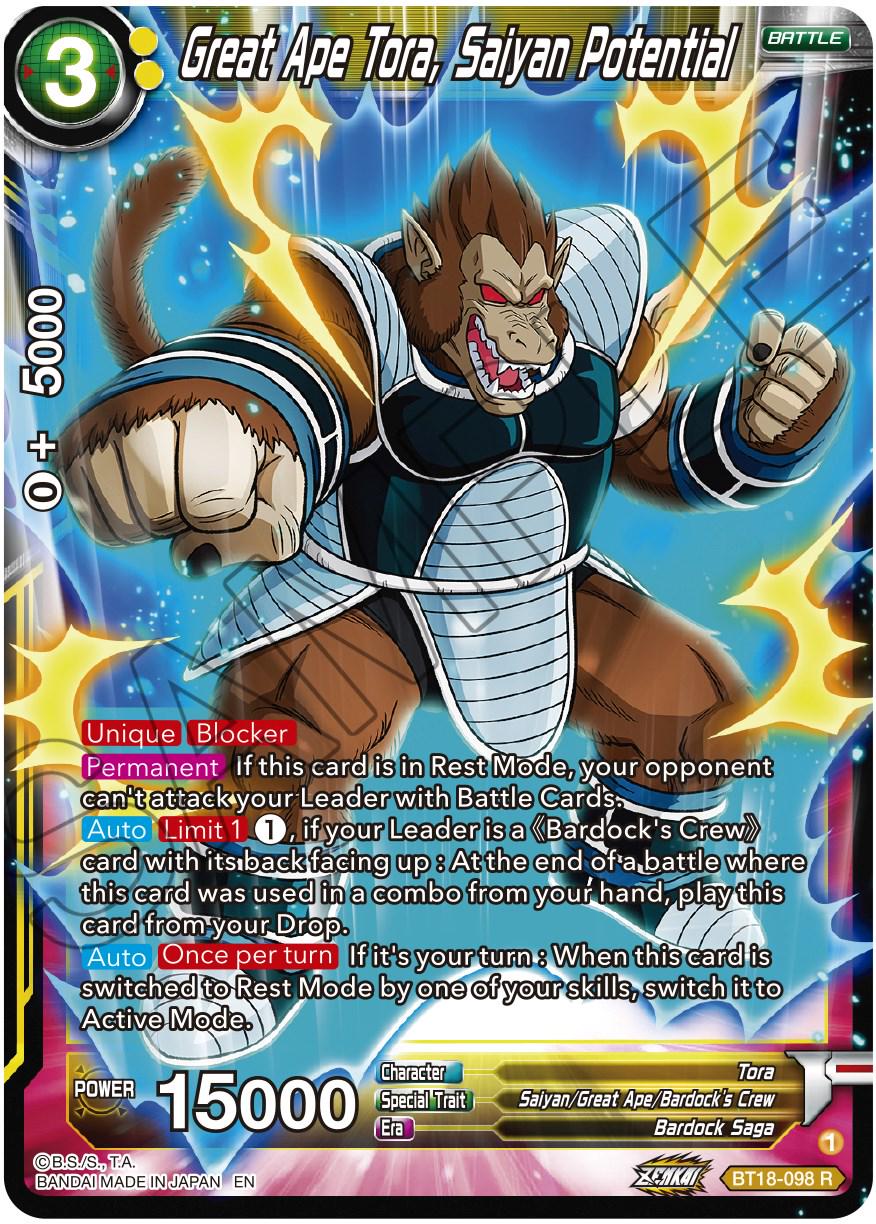 Great Ape Tora, Saiyan Potential BT18-098 Precios | Dragon Ball Super ...