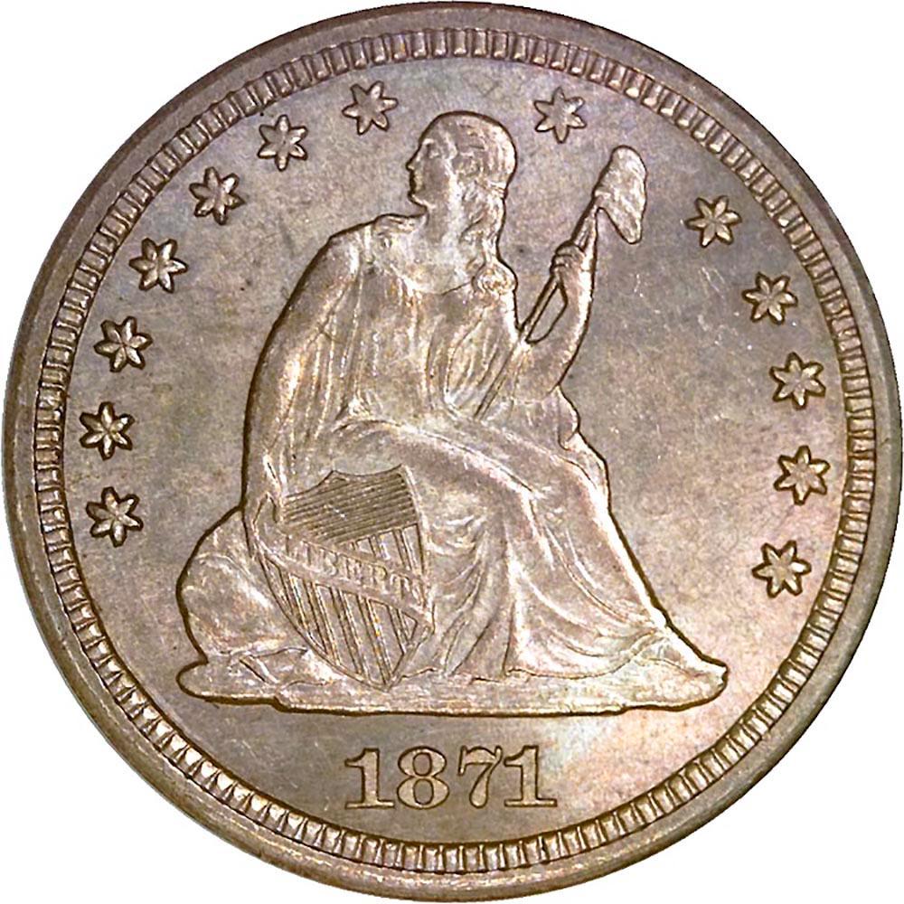 1871 S Coins Seated Liberty Quarter