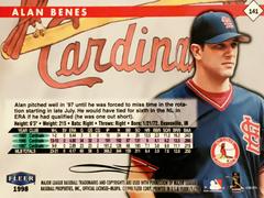 Rear | Alan Benes Baseball Cards 1998 Fleer Tradition
