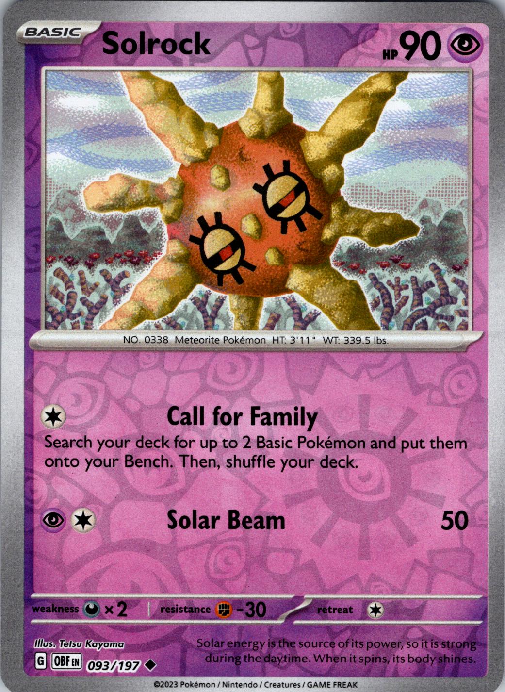 Solrock [Reverse Holo] #93 Pokemon Obsidian Flames