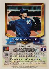 Rear | Todd Stottlemyre Baseball Cards 1994 Topps Traded Finest Inserts