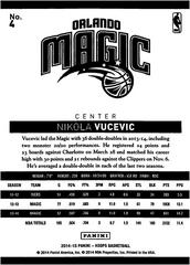 Back Of Card | Nikola Vucevic Basketball Cards 2014 Panini Hoops