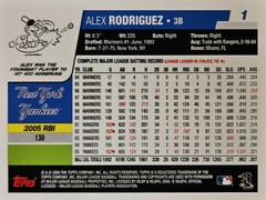 Rear | Alex Rodriguez Baseball Cards 2006 Topps Opening Day