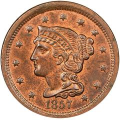 1857 [LARGE PROOF] Coins Braided Hair Penny Prices