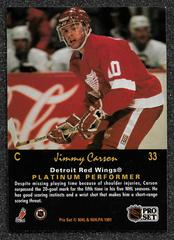 Back Of Card  | Jimmy Carson Hockey Cards 1991 Pro Set Platinum